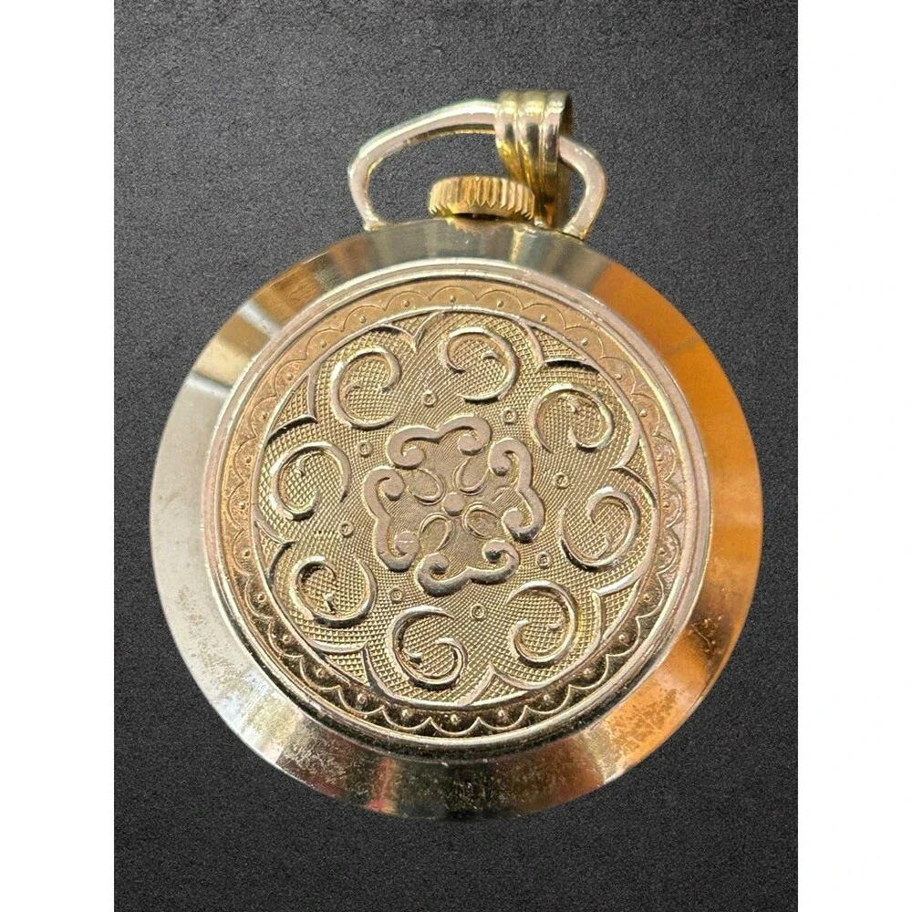 Vintage Webster Swiss Made Gold Tone Pocket Watch Ornate Engraved Case For Parts